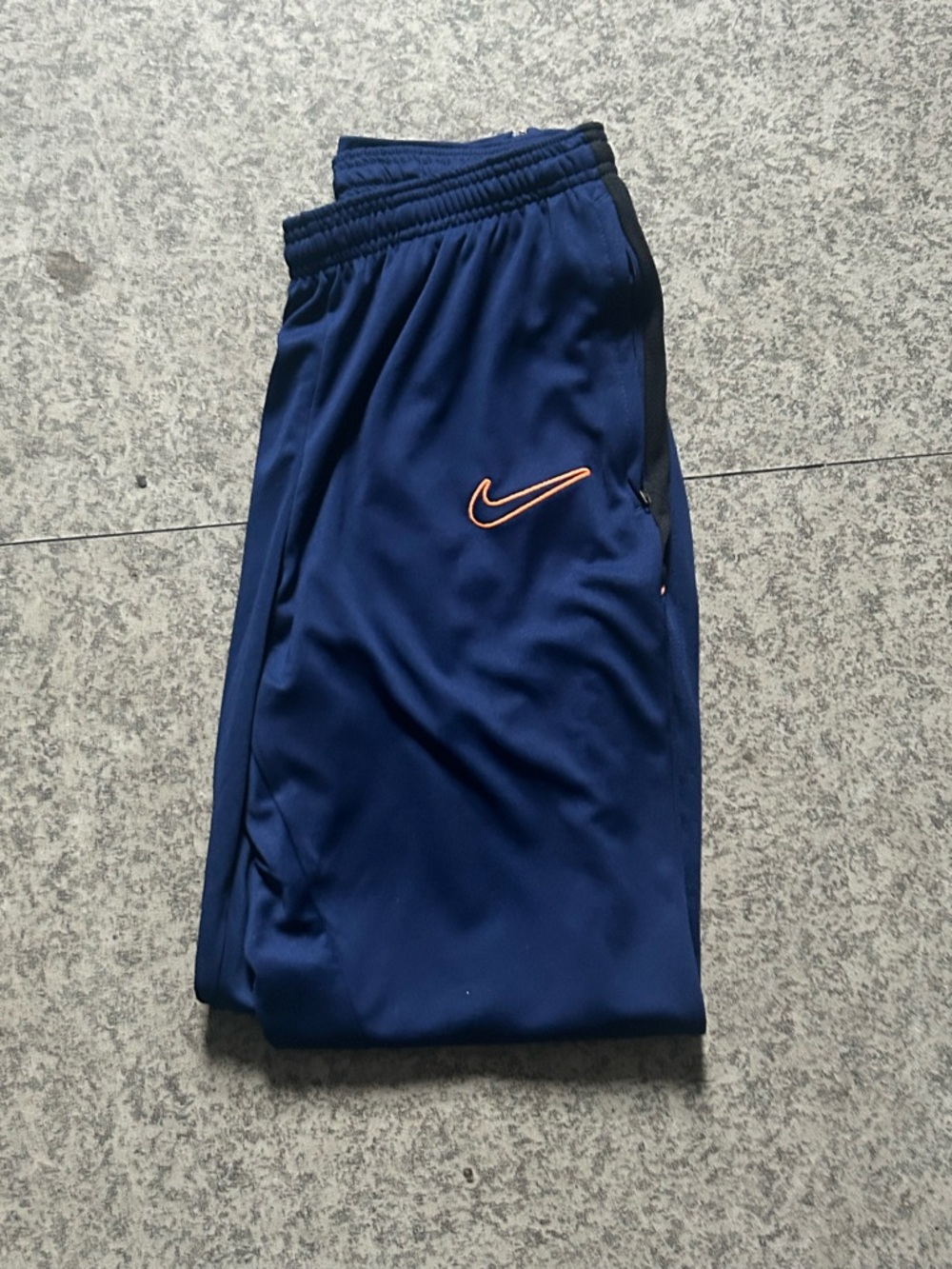 Nike Navy Men's Athletic Joggers with Orange Swoosh